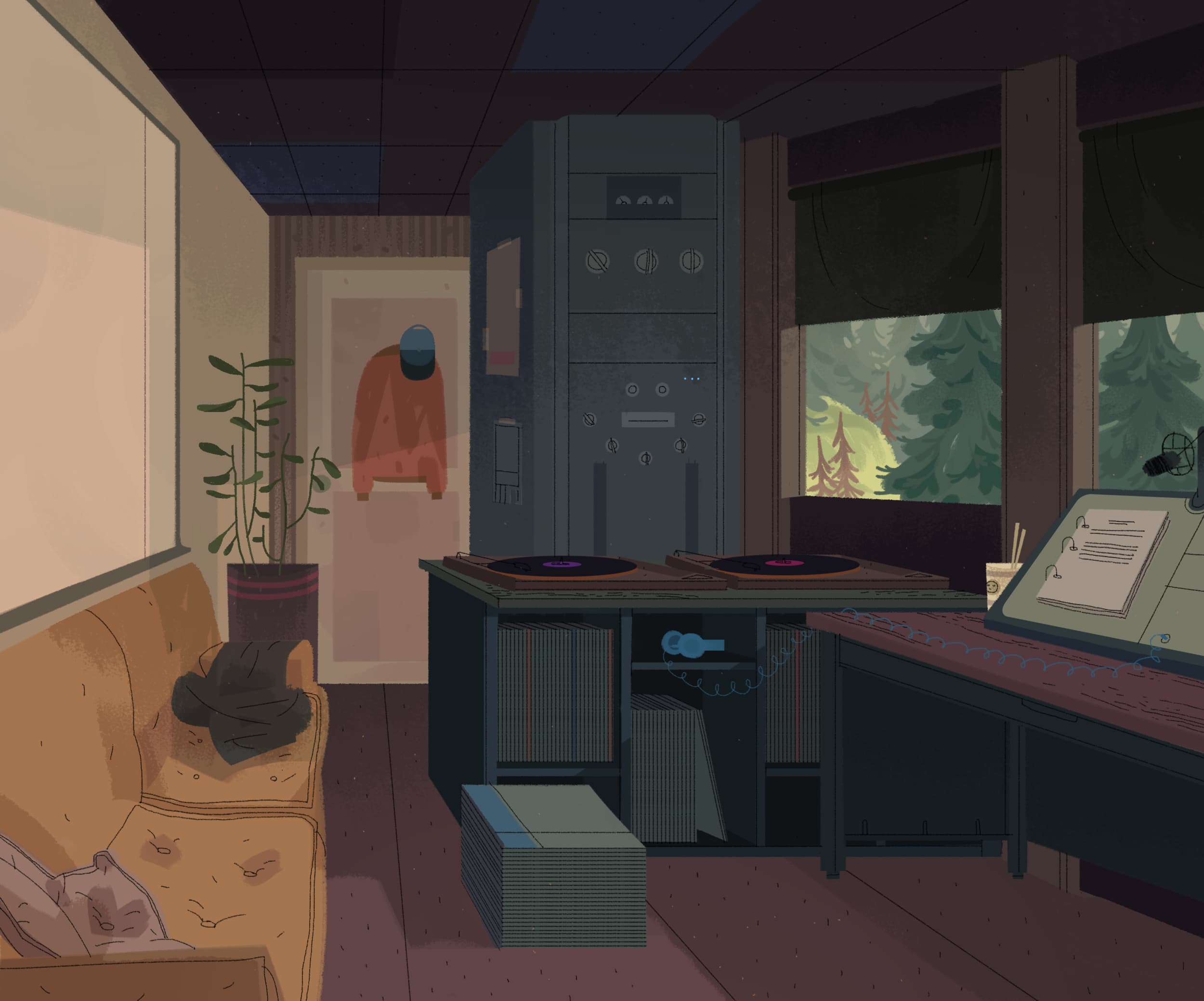 Radio room concept art, reverse angle